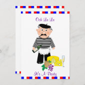 Käse und Wein Französisches Thema Spaß Party Einladung (Vorne/Hinten)
