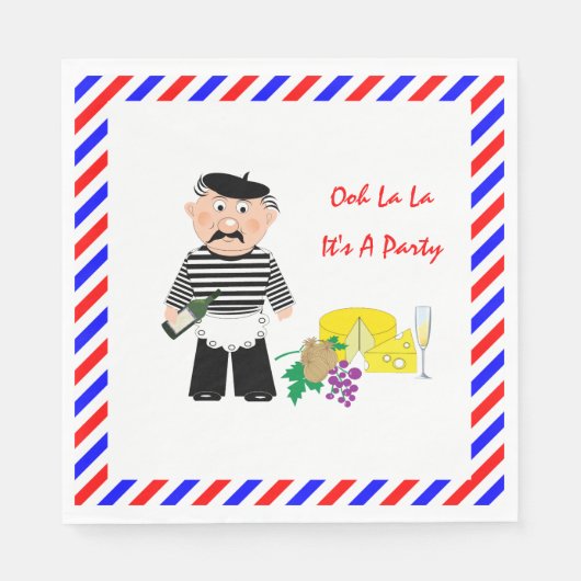 Käse und Wein Französisches Thema Spaß Party Serviette (Vorderseite)