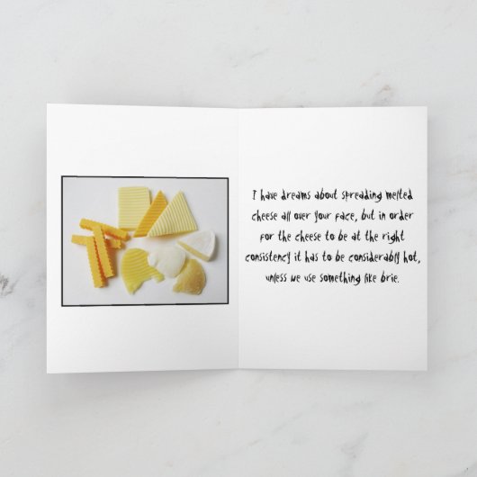 Käse-Valentinsgrüße Feiertagskarte (Innenseite)