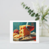Käse, Wein und Trauben, Postkarte (Stehend Vorderseite)