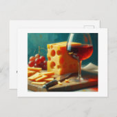Käse, Wein und Trauben, Postkarte (Vorne/Hinten)