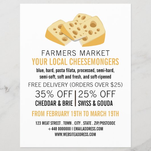 Käseblöcke, Käsemongerwerbung Flyer (Vorne)