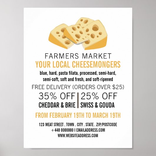 Käseblöcke, Käsemongerwerbung Poster (Vorne)