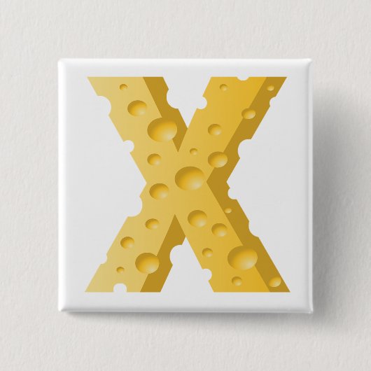 Käsebuchstabe X Typografie Button (Vorderseite)
