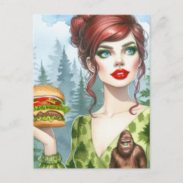 Käseburger im Wald auf der Suche nach Sasquatch Postkarte