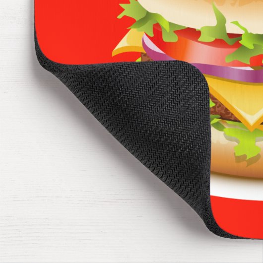 Käseburger mit Chili Sauce Red Mousepad (Ecke)