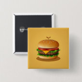 Käseburger mit gelbem Hintergrund Button (Vorne & Hinten)