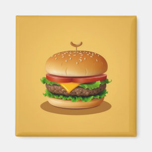 Käseburger mit gelbem Hintergrund Magnet