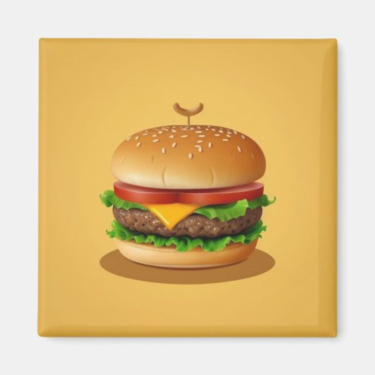 Käseburger mit gelbem Hintergrund Magnet (Vorne)