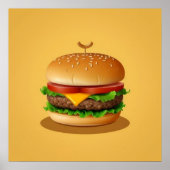 Käseburger mit gelbem Hintergrund Poster (Vorne)