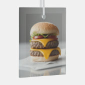 Käseburger mit grauem Hintergrund Ornament Aus Glas (Vorderseite Rechts)