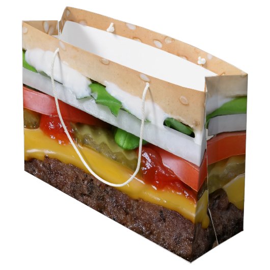 Käseburger mit Pickles-Foto Große Geschenktüte (Rückseite Schrägansicht)