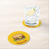 Käseburger Rundpapier-Untersetzer Runder Pappuntersetzer (Vor Ort)