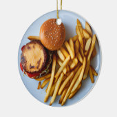 Käseburger und Fries Kokett Keramik Ornament (Links)