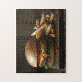 Käseburger- und Knoblauchfrittenmalerei Puzzle (Vertikal)