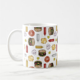 Käseburger-Zutaten - Tasse des Weißkaffees