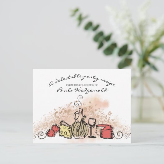Käsefruchtwein Abendessen Party Rezept Karte (Stehend Vorderseite)