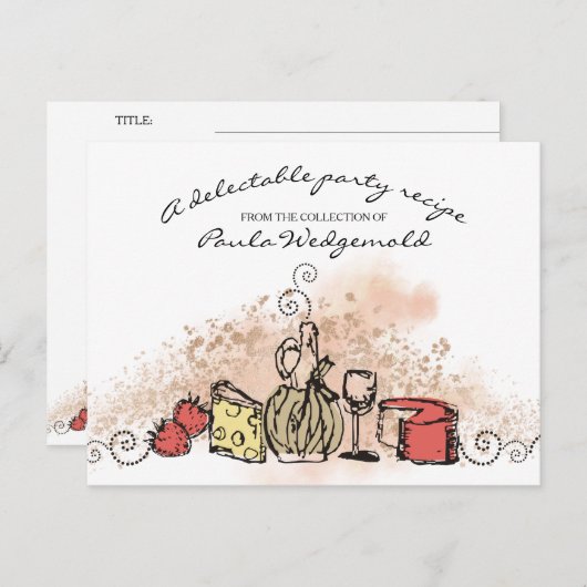 Käsefruchtwein Abendessen Party Rezept Karte (Vorne/Hinten)