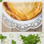 Käsekuchen auf rustikalen Holzkuchen oben. Handtuch (Gefaltet)