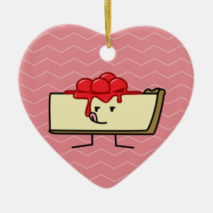 Käsekuchen, der die Kirschen übersteigen Pastete Keramik Ornament