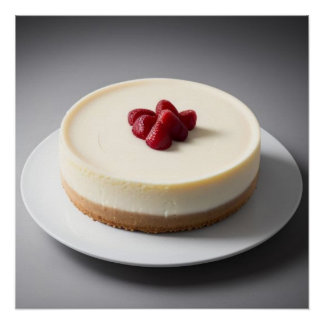 Käsekuchen mit Erdbeeren oben Poster
