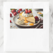 Käsekuchen mit geschlagener Sahne auf dem Dach Rechteckiger Aufkleber (Tasche)