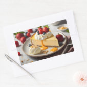 Käsekuchen mit geschlagener Sahne auf dem Dach Rechteckiger Aufkleber (Umschlag)