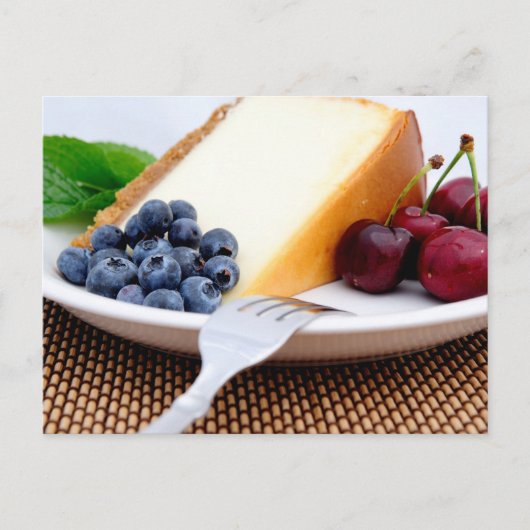 Käsekuchen mit Obst Postkarte (Vorderseite)