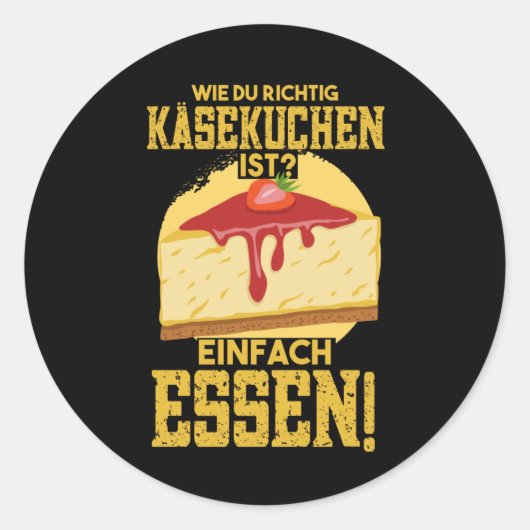 Käsekuchen Quark Cake Käse Geschenk Runder Aufkleber (Vorderseite)