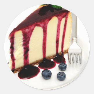 Käsekuchen und Blaubeeren Runder Aufkleber