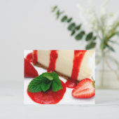 Käsekuchen und Erdbeeren Postkarte (Stehend Vorderseite)