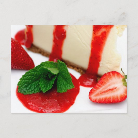 Käsekuchen und Erdbeeren Postkarte (Vorderseite)