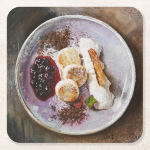 Käsepfannkuchen mit Berries - Gourmet-Küche Rechteckiger Pappuntersetzer
