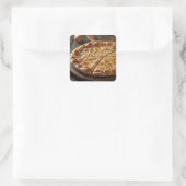 Käsepizza Quadratischer Aufkleber (Tasche)