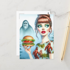 Käsermeister im Wald mit Sasquatch Postkarte