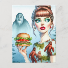 Käsermeister im Wald mit Sasquatch Postkarte