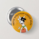 Käseschneidknopf von Proud Wisconsin Button (Vorne & Hinten)