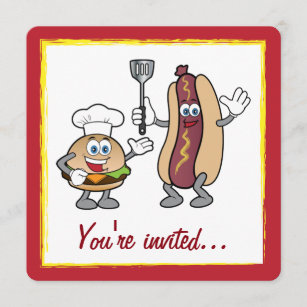 Käseseburger und Hot Dog Cook-Out Einladung