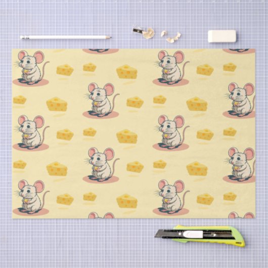 Käsespezialitäten: Niedliche Maus mit Käsesocken Seidenpapier (Handwerk)
