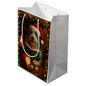 Käsesteuer Weihnachtsgeschenk Bearded Collie Mittlere Geschenktüte (Rückseite Schrägansicht)
