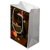 Käsesteuer Weihnachtsgeschenk - Doberman Mittlere Geschenktüte (Rückseite Schrägansicht)