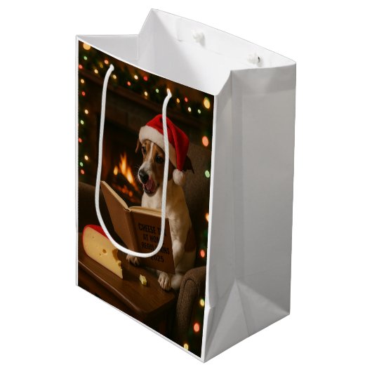 Käsesteuer Weihnachtsgeschenk - Jack Russell Mittlere Geschenktüte (Vorderseite Schrägansicht)