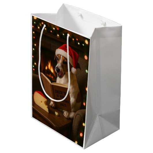 Käsesteuer Weihnachtsgeschenk - Jack Russell Mittlere Geschenktüte (Rückseite Schrägansicht)