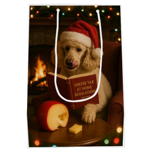 Käsesteuer Weihnachtsgeschenk - Poodle Mittlere Geschenktüte (Rückseite)