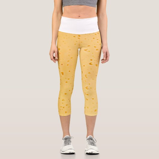 Käsetexturmuster Capri Leggings (Vorderseite)