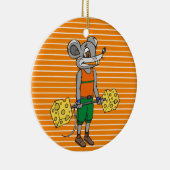 Käseweightlifting-Maus Keramik Ornament (Rechts)