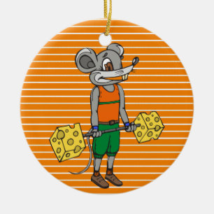 Käseweightlifting-Maus Keramik Ornament