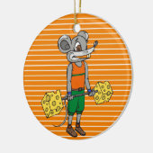 Käseweightlifting-Maus Keramik Ornament (Links)