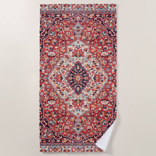Kashan Poshti Central Persian Rug Print Strandtuch (Vorderseite)