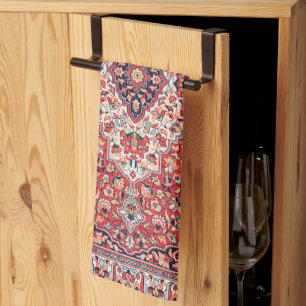 Kashan Poshti Central Persian Teppichdruck Geschirrtuch